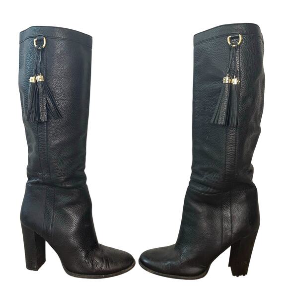Gucci Black Leather Bamboo Tassel Knee High Boots Size 40.5 IT / 10.5 US - Picture 1 of 16